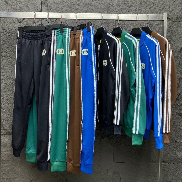 Bộ, Set nỉ thu đông kéo khóa Gucci check viền logo thêu LA 1-1 on web