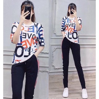 Bộ đồ nữ - Set bộ nữ in chữ Love cao cấp