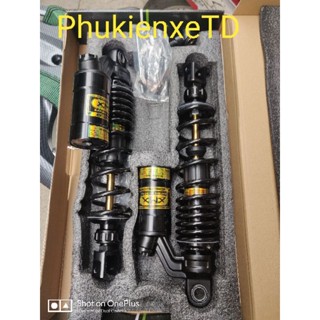 Phuộc XMX bình dầu full đen ty vàng gắn AirBlade (AB) Nouvo 4 5 6 PCX NVX Impluse xe điện Feliz