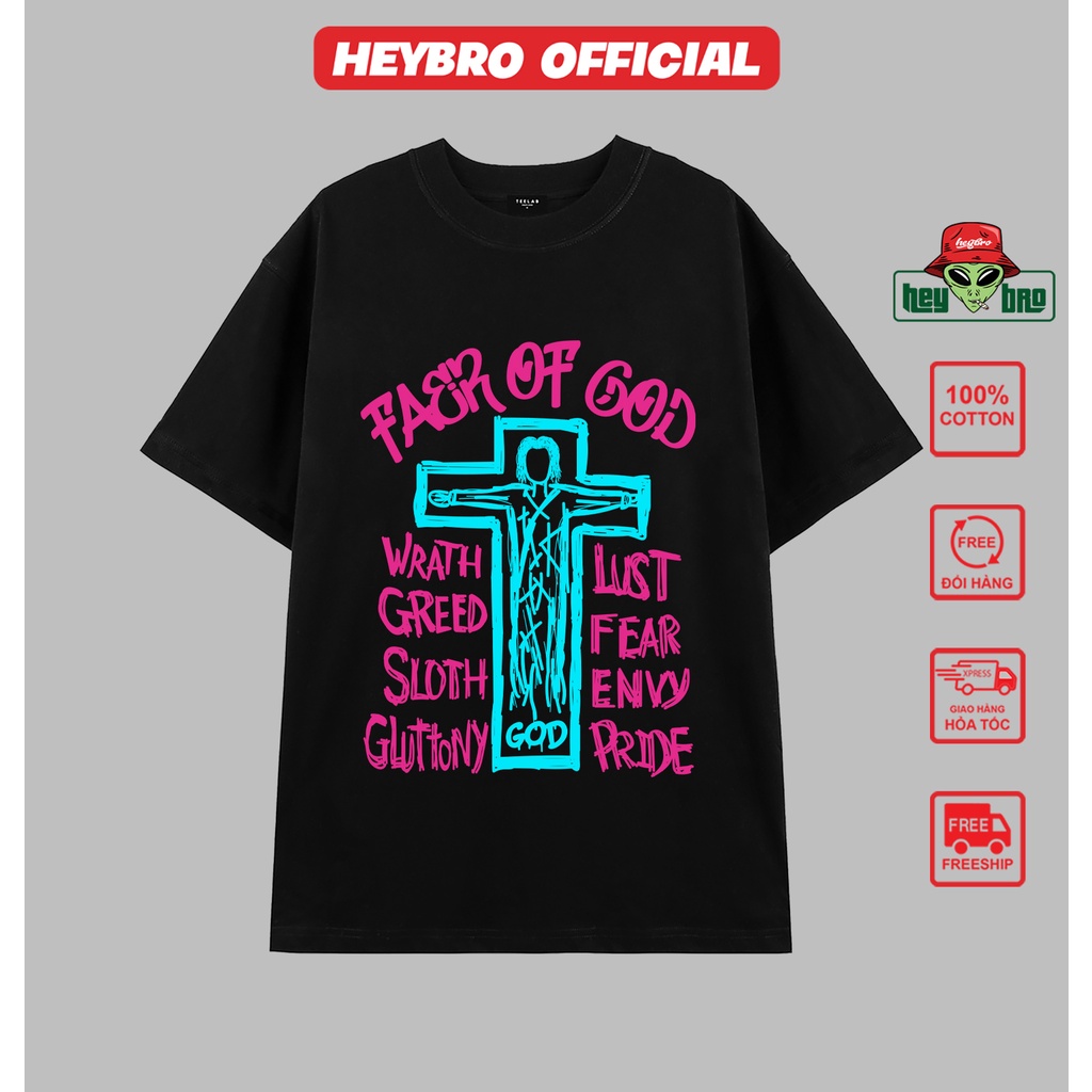 Áo thun unisex nam nữ tay lỡ form rộng Local Brand HEYBRO thế hệ genz THE CROSS