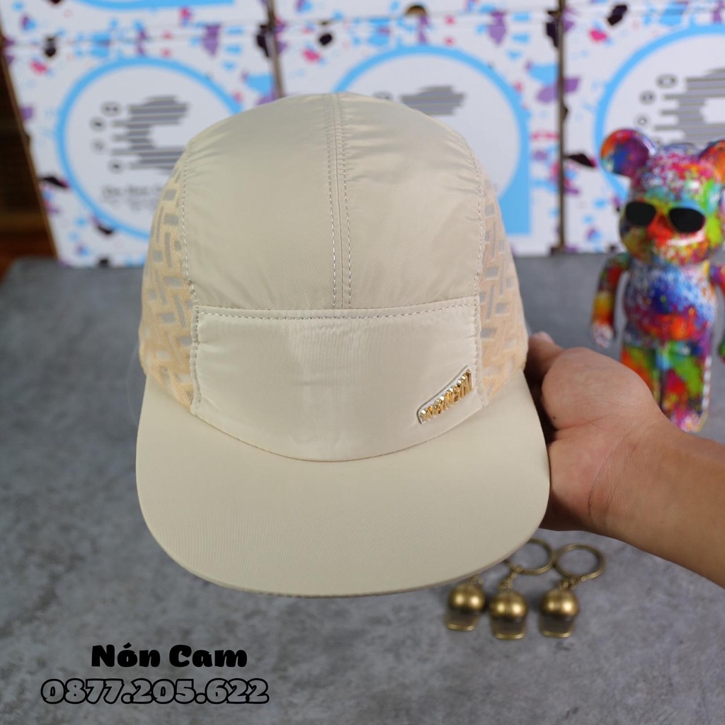 Mũ lưỡi trai nam nữ cao cấp chuẩn phom, Nón Cam phối lưới chữ X màu kem