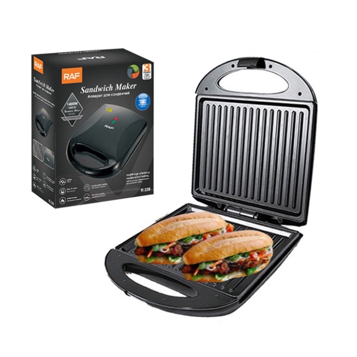 Máy nướng kẹp bánh mì đôi, nướng bbq HAEGER RAF