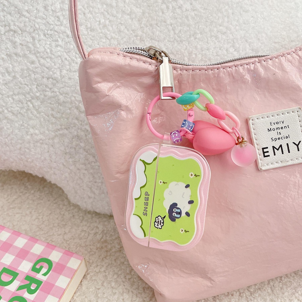 Vỏ Bảo Vệ Hộp Sạc Tai Nghe AirPods 1 2 3 Pro 2 2022 Bằng PC + Móc Khóa Trái Tim Bằng Silicon Mềm Chống Sốc