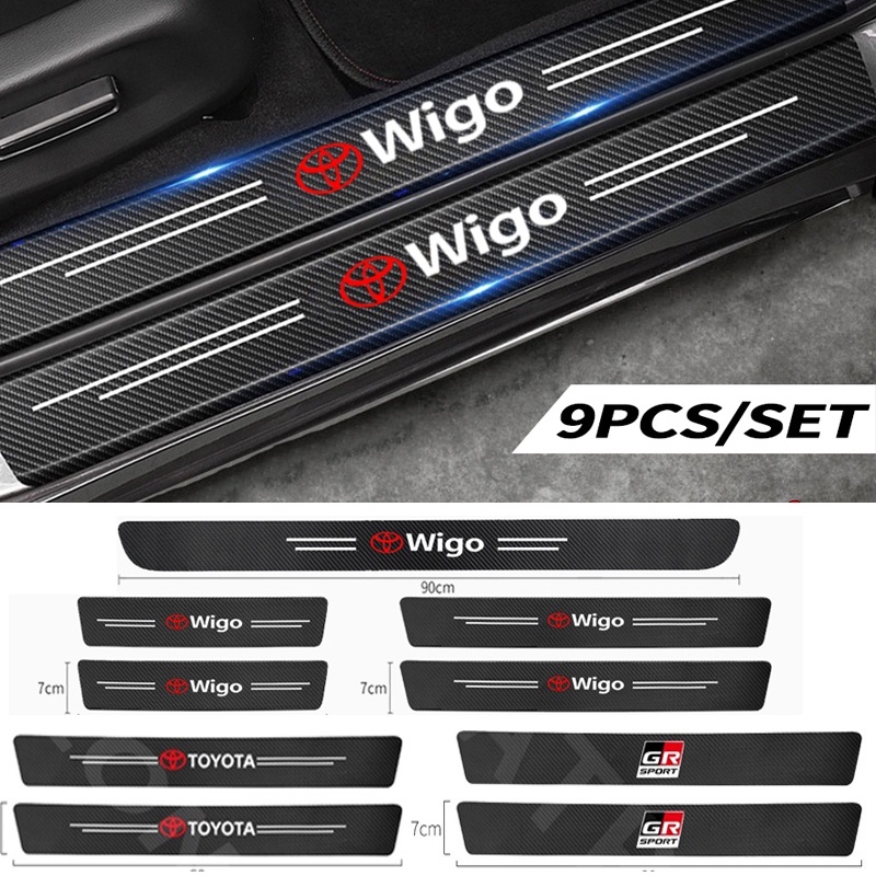 Miếng Dán Cửa Xe Hơi Toyota Wigo GR TRD 2021 2022 2023 Bằng Chất Liệu Da Và Sợi Các Bon Chống Trầy Xước