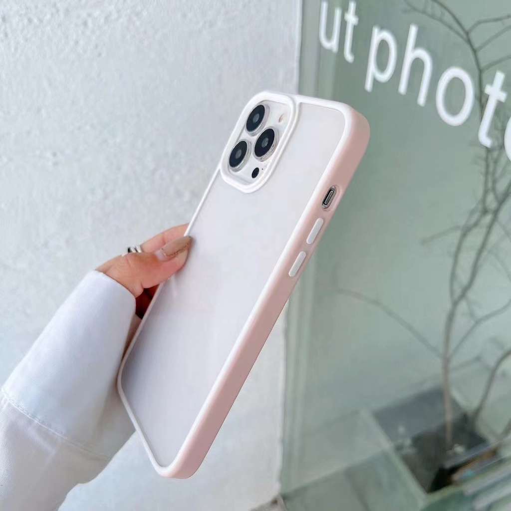 Sang Trọng Ốp Điện Thoại iPhone 11 12 13 Pro MAX X XS MAX XR 7 8 plus case ốp lưng điện thoại iphone 13 promax Cứng Viền silicon Dẻo Trong Suốt Màu Macaron Chống Sốc Cho