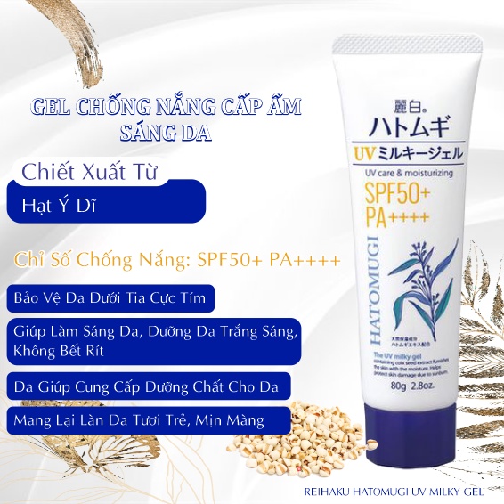 Kem chống nắng dưỡng ẩm , sáng da hatomugi SPF50+ 80g