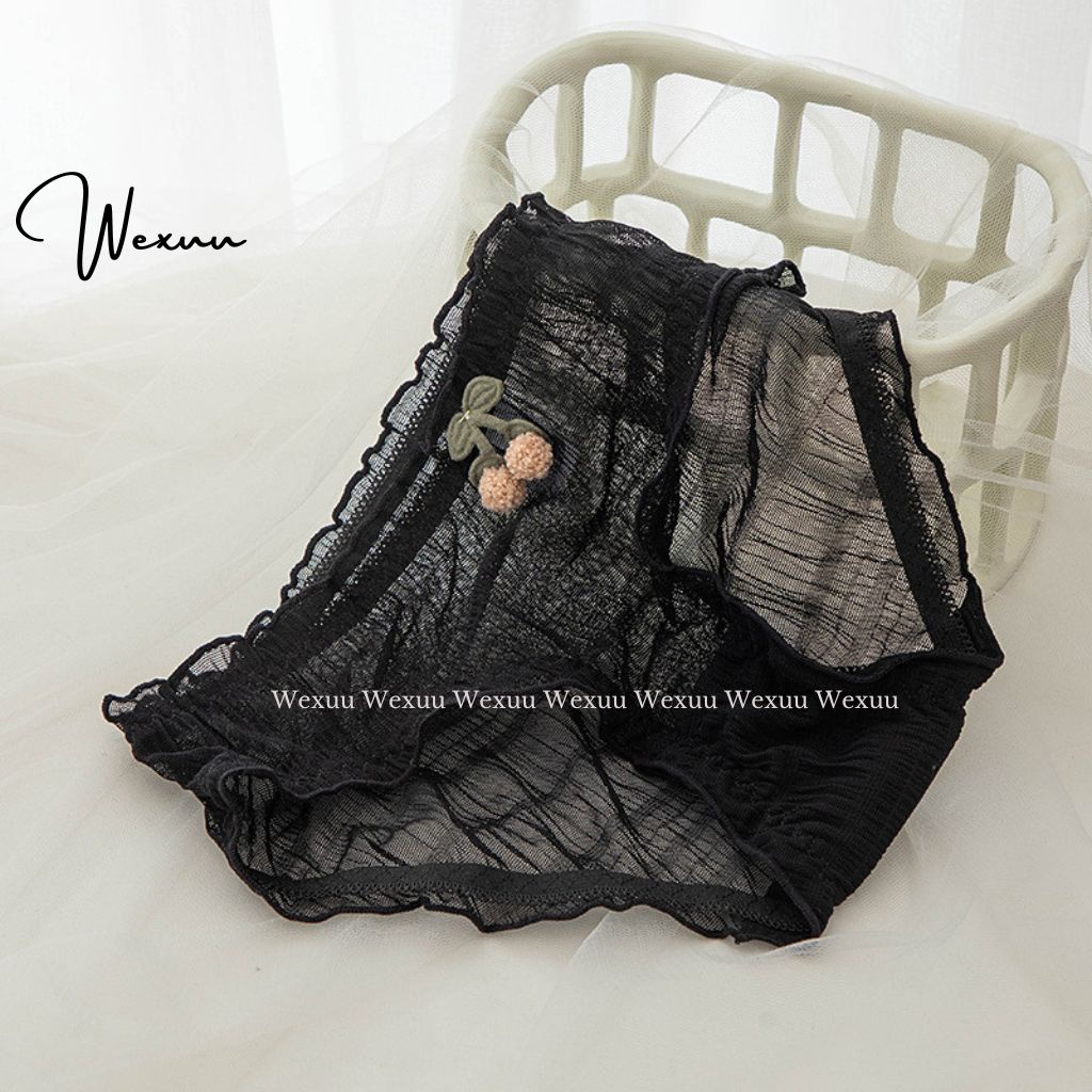 Quần lót ren nữ Wexuu Design cạp viền bèo vải ren lưới co dãn đàn hồi cao cấp - QC135
