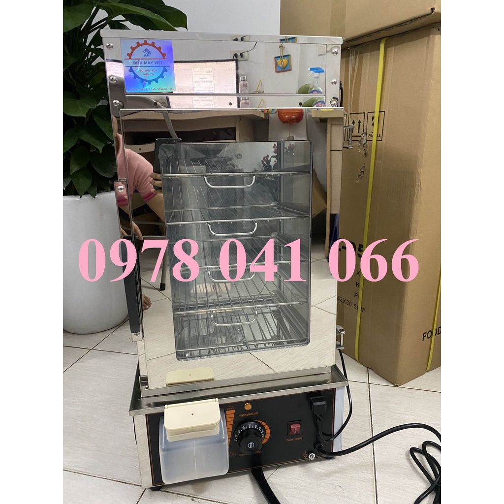 Tủ bánh bao, tủ kính hấp nóng, trưng bày bánh bao 5 tầng