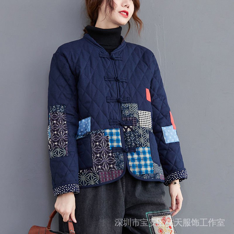 Áo Khoác cotton Lanh Dày Dặn Phong Cách Dân Tộc Thời Trang Thu Đông