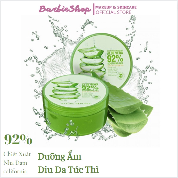 Gel Dưỡng Ẩm Nature Republic Chiết Xuất Lô Hội Soothing & Moisture Aloe Vera 92% Soothing Gel 300ml