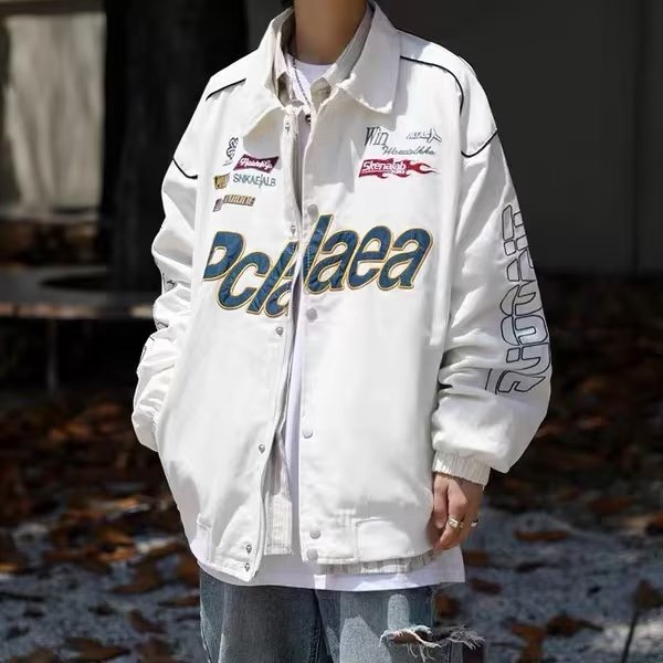 Áo Khoác Polo Dáng Rộng Hai Lớp Thêu Chữ Phong Cách Đường Phố Mỹ Thời Trang Thu Đông Mới 2022