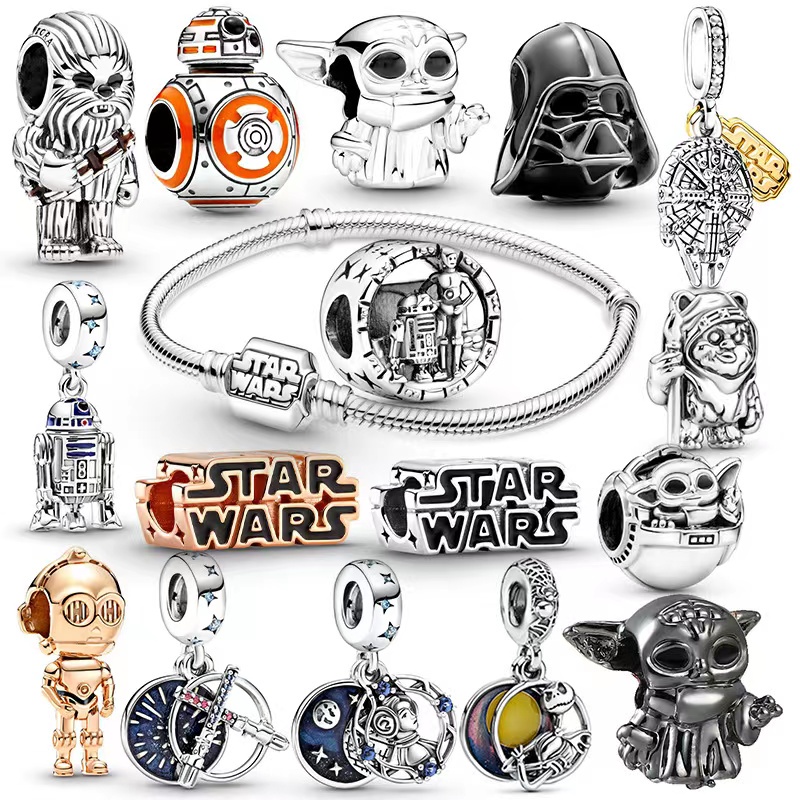 DISNEY Hạt Charm Mạ Bạc 925 Hình Vòng Đu Quay Tự Làm Trang Sức Vòng Tay / Vòng cổ Cho Cặp Đôi