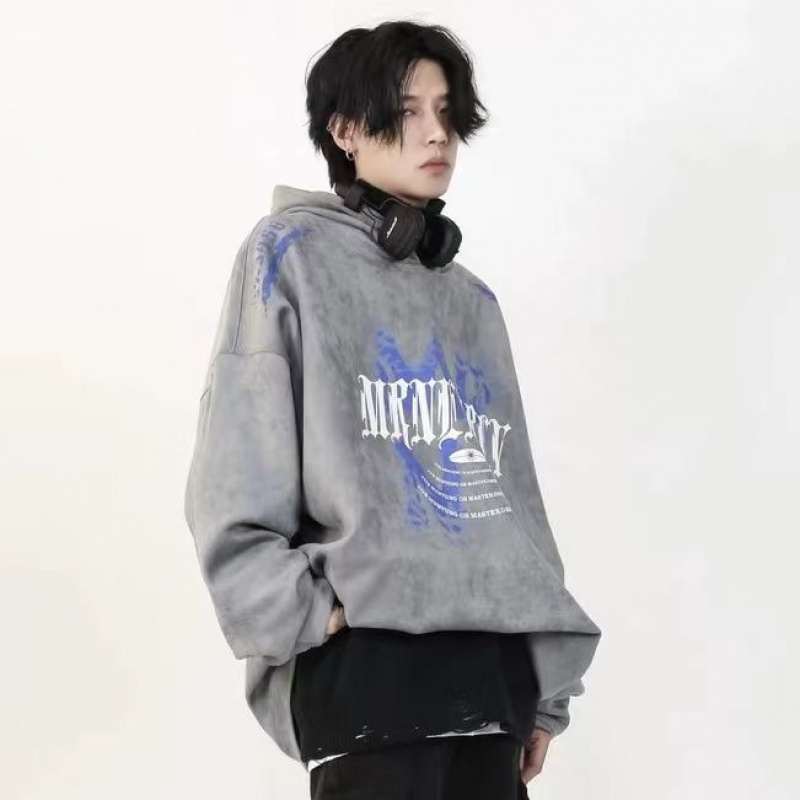 Plus Áo Hoodie Da Lộn Lót Nhung Dày Dặn In Họa Tiết Graffiti Phong Cách Đường Phố Mỹ Thời Trang Thu Đông Cho Nam Và Nữ
