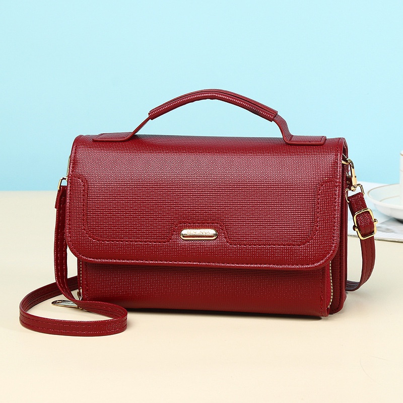 Túi Đeo Chéo Màu Trơn Đa Năng Phong Cách Hàn Quốc Cho Nữ