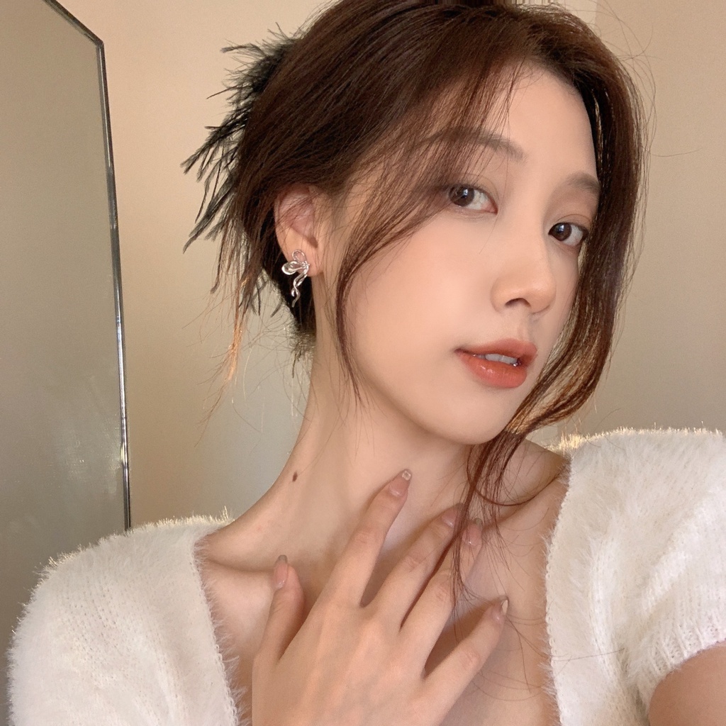 Bông Tai Dạng Kẹp Không Cần Lỗ Hình Học Thắt Nơ Ruy Băng Tối Giản CEa10