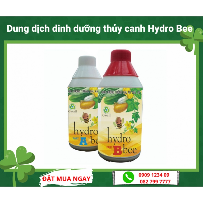 Bộ đôi dinh dưỡng thủy canh Hydro Bee A và B mỗi chai 1 lít cho cây rau, cây ăn quả (Vườn Sài Gòn - Vuon Sai Gon)