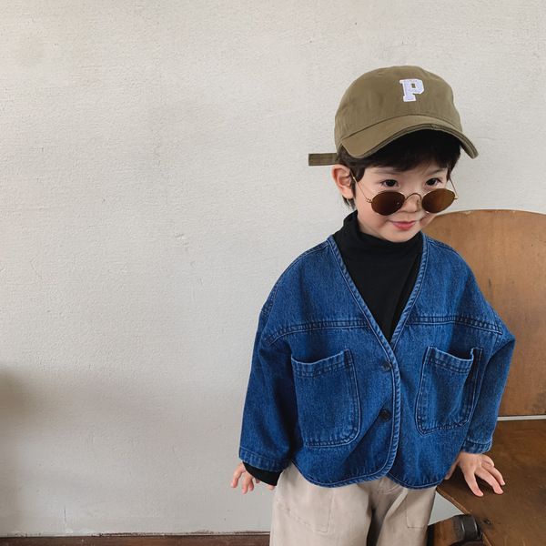 Áo Khoác Denim Phong Cách Retro Mùa Xuân Thu Mới Cho Bé Trai Và Bé Gái Dễ Phối Đồ