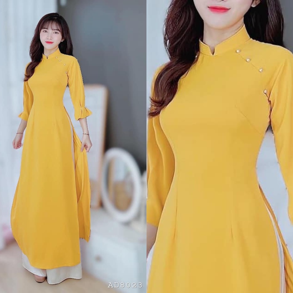 ÁO DÀI truyền thống tay lỡ chun 4 màu mã KD008