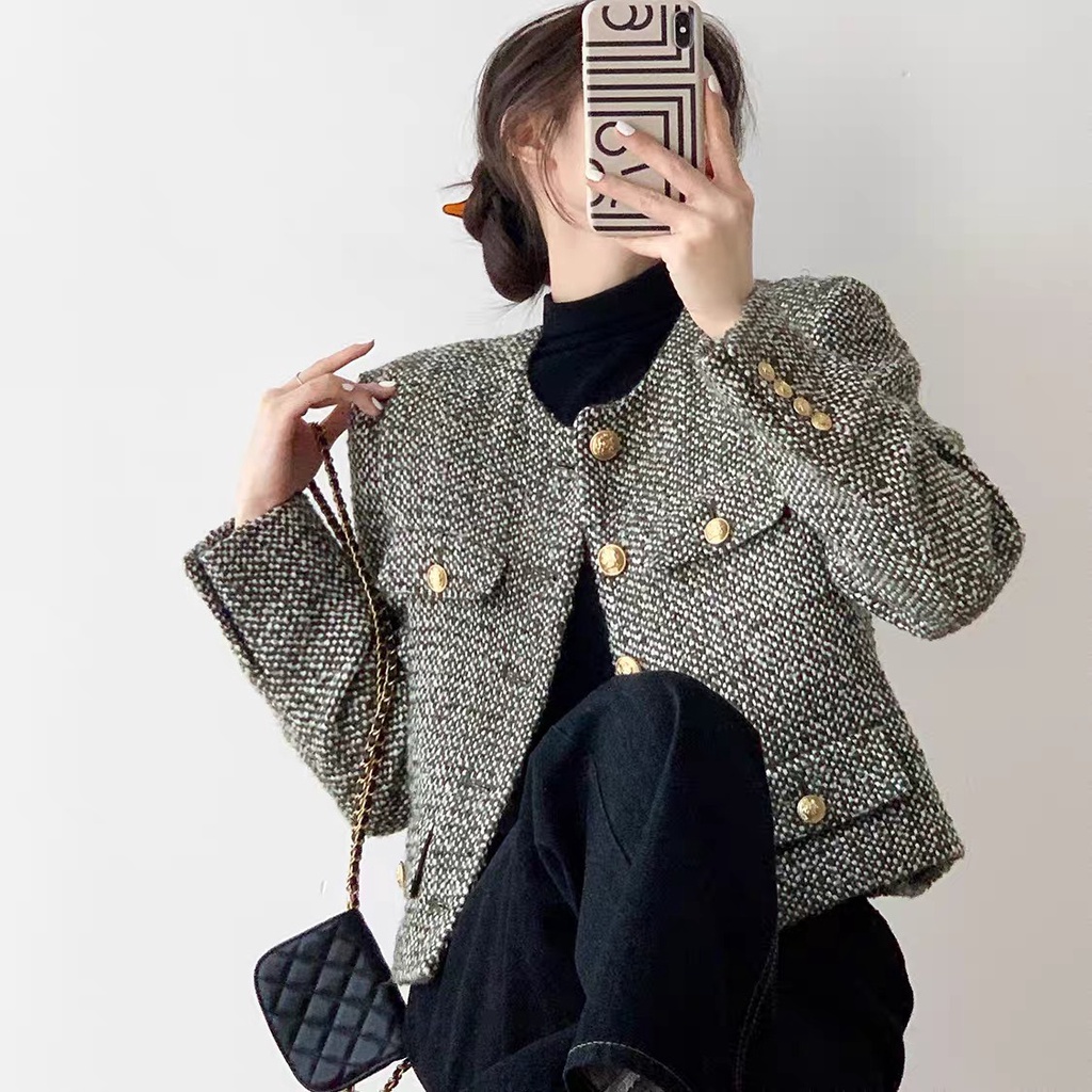 :❌ Áo Dạ Tiêu Khuy Đồng Vàng Dáng Ngắn Cực Hot ❌ [LOLLA_YE_FASHION]