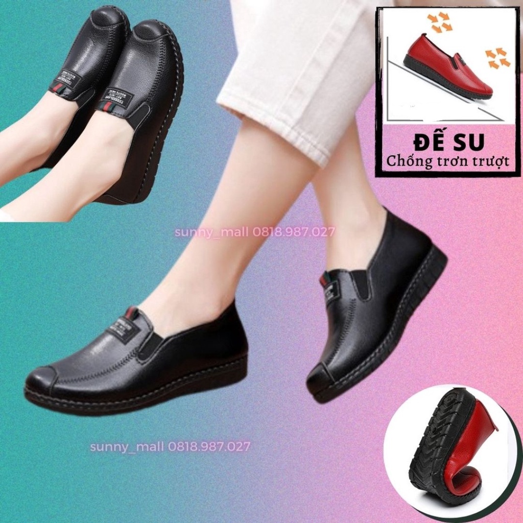 Giày da nữ trung niên ấm đế su mềm 🔥BIGSIZE 35 - 41🔥 🔥QUẢNG CHÂU🔥 đế bằng chống trượt tặng bà mẹ big size đại mùa đông