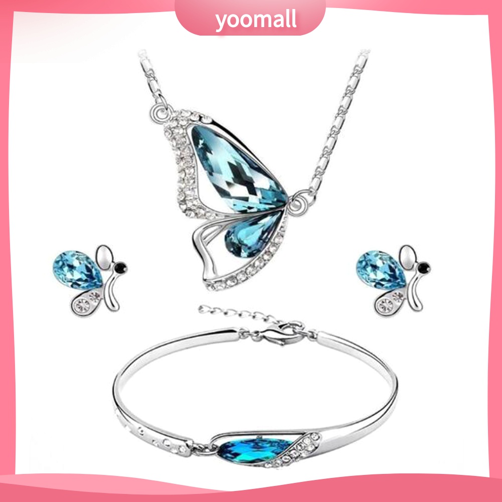 Bộ Trang Sức Hình Bướm Đính Đá Sang Trọng Cho Cô Dâu