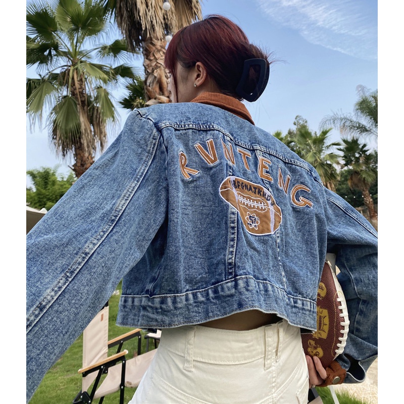 Áo Khoác Denim Ngắn Dáng Rộng Thời Trang Mùa Thu Dành Cho Nữ