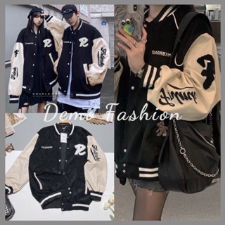 Áo Khoác Bomber Nam Nữ Thêu Chữ R Áo Khoác Unisex Nhung Tăm Phối Tay Da Freesize Form Rộng Hottrend