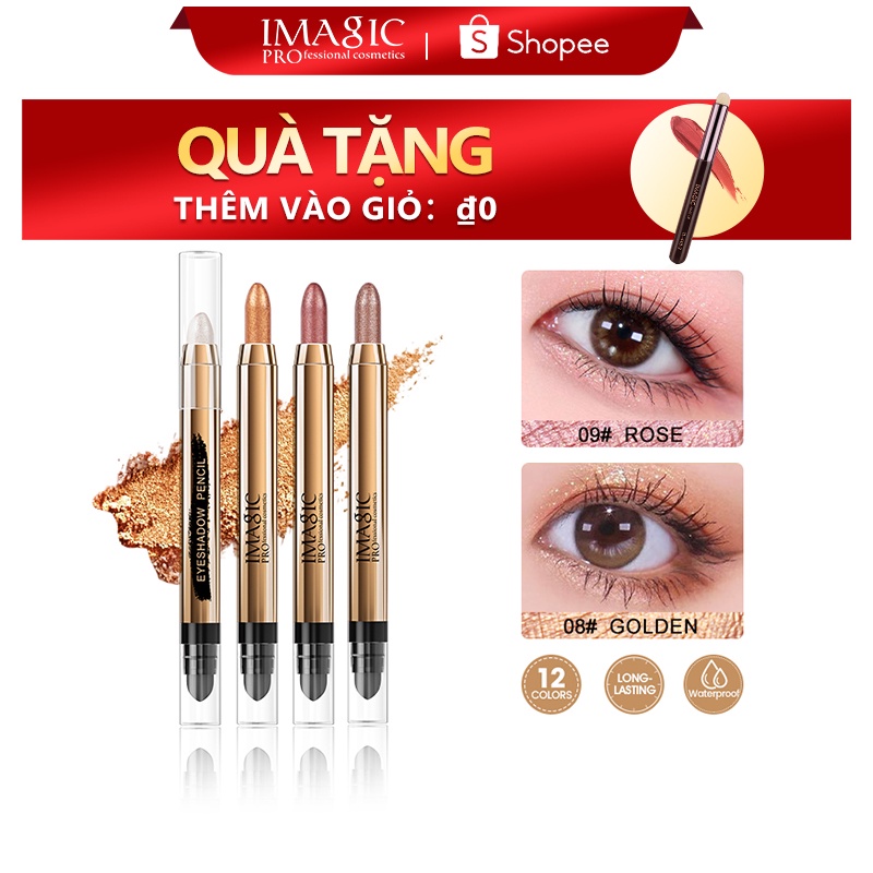 Phấn Mắt Imagic 12 Màu Hai Đầu Độ Bóng Cao Chống Thấm Nước Và Mồ Hôi 2.5g