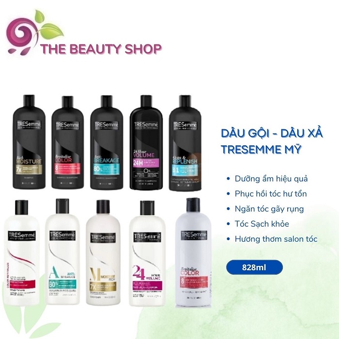 Dầu Gội, Dầu Xả Tóc Tresemme USA - Dưỡng Tóc - Phục Hồi Tóc - Chống Gãy Rụng - Chai 828ml