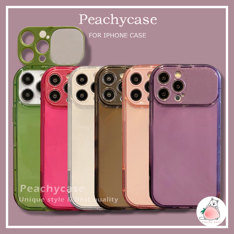 Ốp Điện Thoại TPU Mềm Trong Suốt Màu Trơn Có Gương Trang Điểm Cho iPhone 14 13 12 Pro Max 11 Xr Xs Max X 7 8 Plus