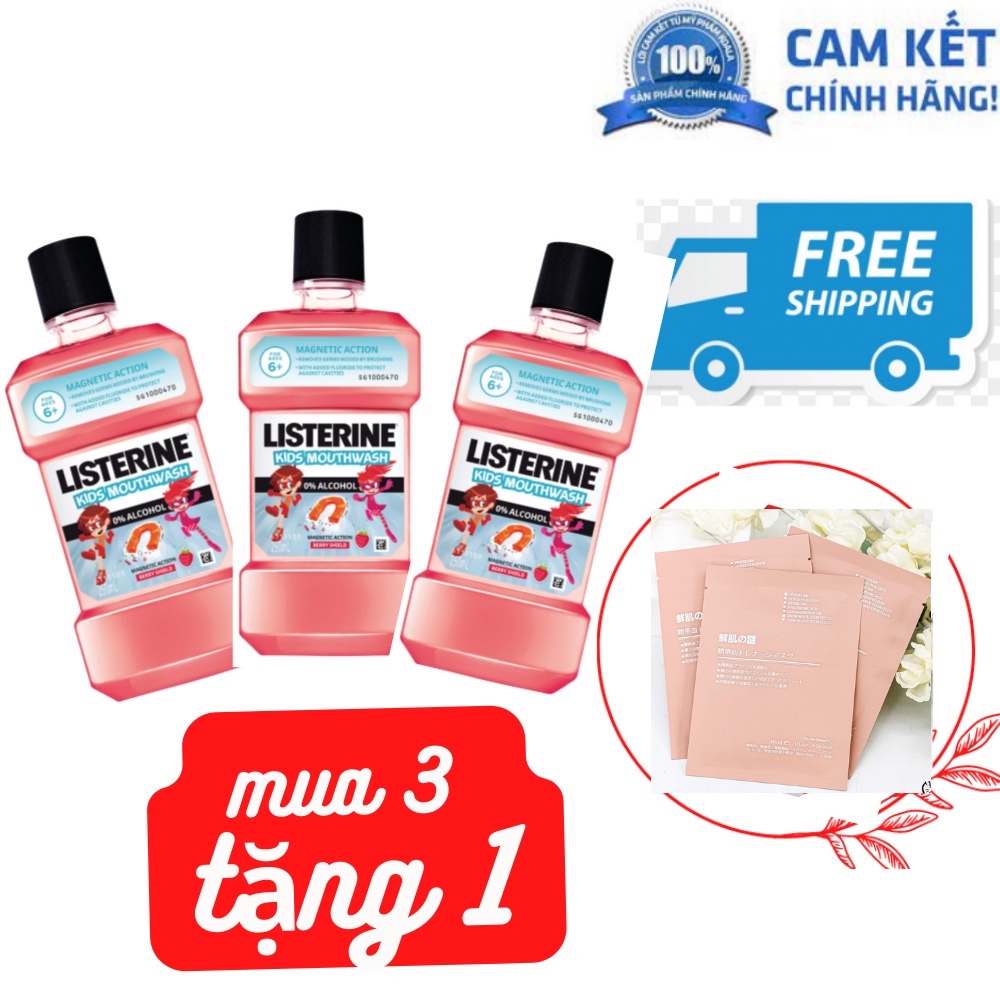 Nước súc miệng cho trẻ em Listerine Kids Mouthwash hương dâu chai 250ml