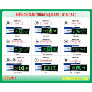 Bảng đèn chỉ dẫn exit lối thoát hiểm 2 mặt AED 819 nguồn 220V