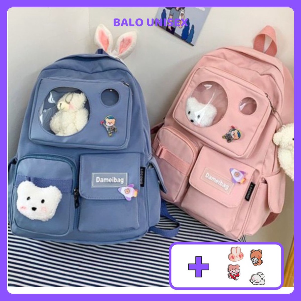 Balo gấu trong suốt nữ, balo ulzzang gấu chống nước thời trang 608ULZ
