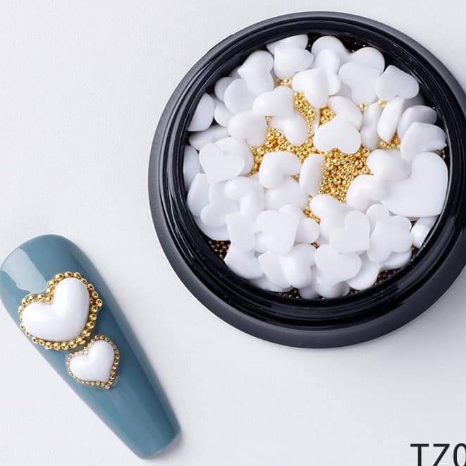 Charm Trái Tim Đính Móng Hủ Mix