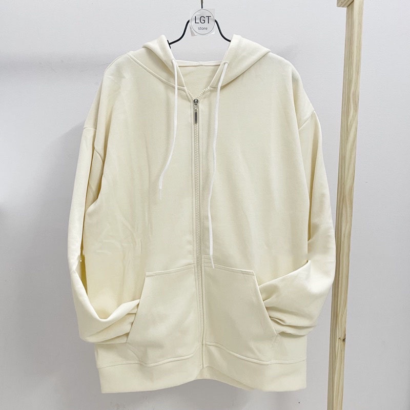 Áo Khoác Nỉ Hoodie TAY PHỒNG Form Rộng GUVIA Zip Trơn Nam Nữ BASIC Ulzzang Unisex