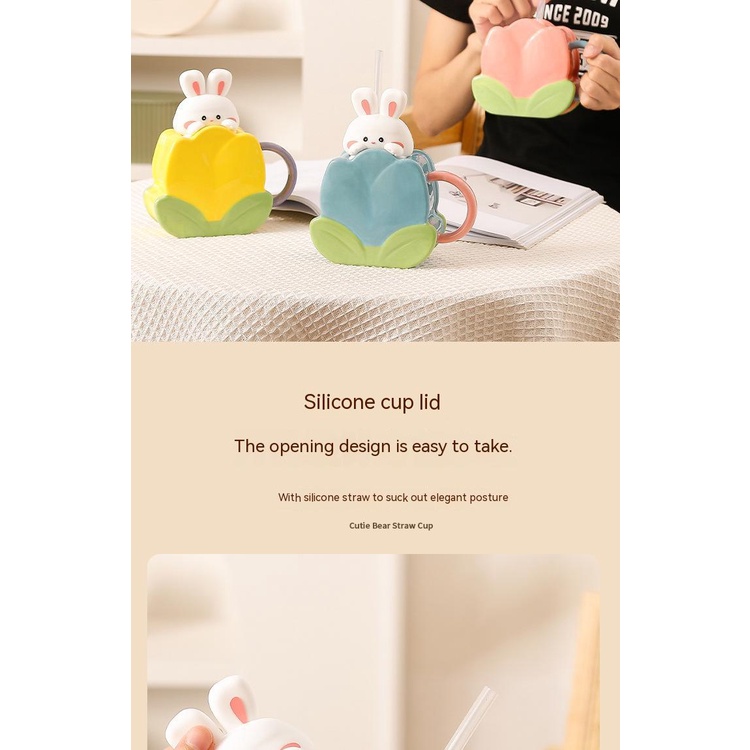 Cốc Uống Nước Bằng Gốm Sứ Cao Cấp Họa Tiết Hoạt Hình Dễ Thương