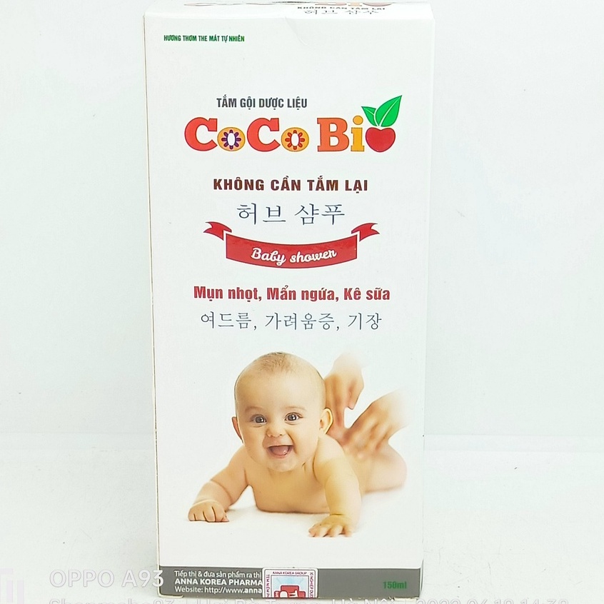 Sữa Tắm Gội Dược Liệu CoCoBio Cho Bé Rôm Sảy Hăm Da 150ml