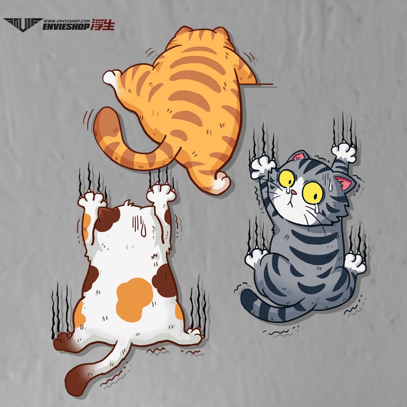 Hl Miếng Dán Trang Trí Thân Xe Hơi Hình Mèo Vui Nhộn