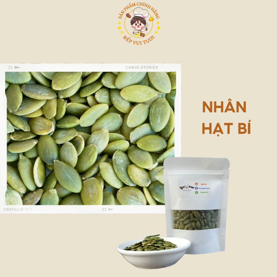 Hạt bí loại 100g, kích thước đều,to, nguyên liệu làm kẹo nougat, trang trí bánh gói 100g
