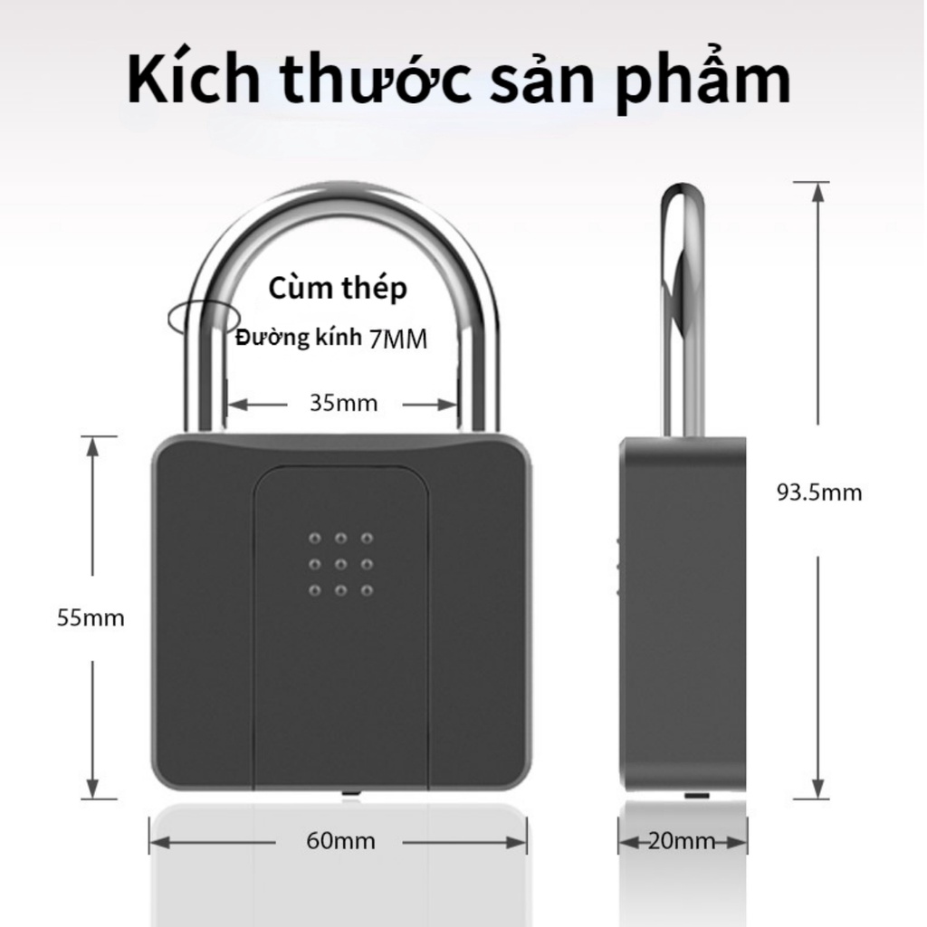 Ổ khóa thông minh Sinh trắc học vân tay P10BFK Ổ khóa cửa sạc Khóa cửa chống trộm Khóa vân tay thông minh USB Ổ khóa chống thấm nước và chống rỉ