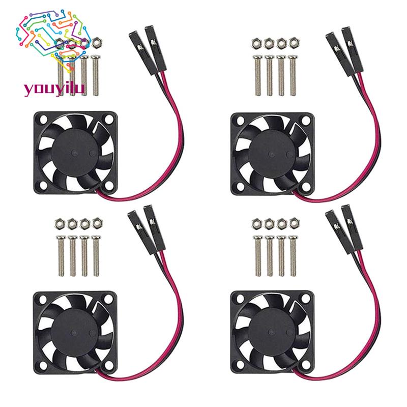 Set 4 Quạt Tản Nhiệt 3.3V 5V Cho Raspberry Pi4 Pi3 B +, Pi 3, Pi 2, Pi 1 B +