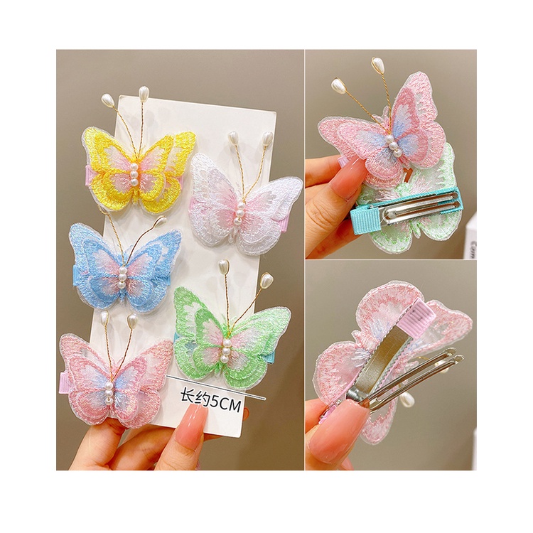Kẹp Tóc Thêu Hình Bươm Bướm Phong Cách Hán Phục Dễ Thương Cho Bé Gái