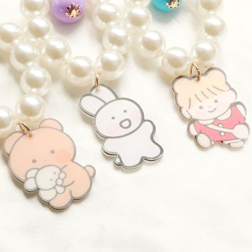 Vỏ Bảo Vệ Hộp Sạc Tai Nghe Không Dây Qipin Hình Thỏ Trắng Đính Hạt Ngọc Trai Dễ Thương DIY