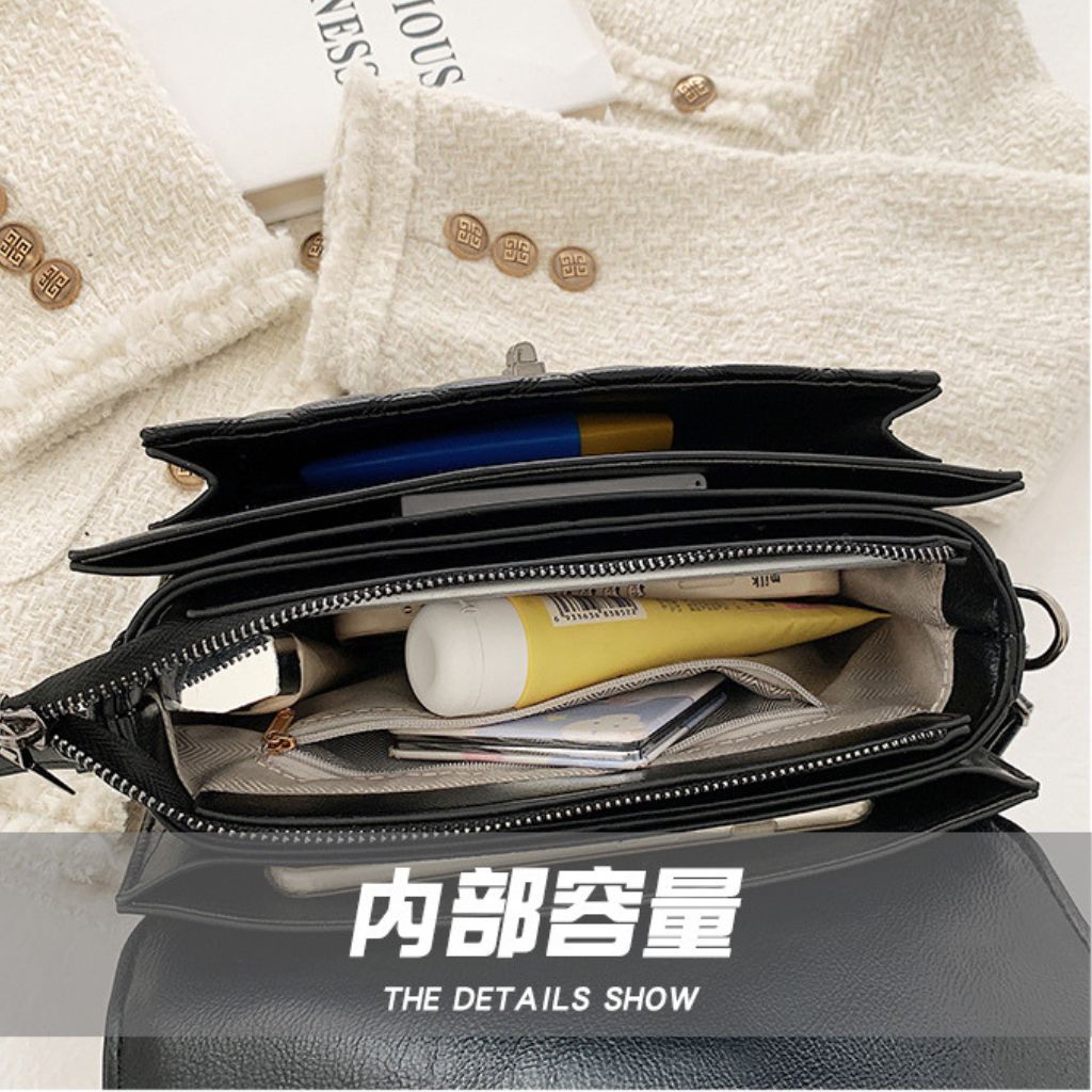 Túi xách nữ đeo chéo túi xách công sở ô trám khóa cài size 24 - TN05