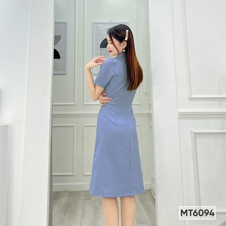 Đầm cổ vest bảng eo đắp chéo BEMINE MT6094