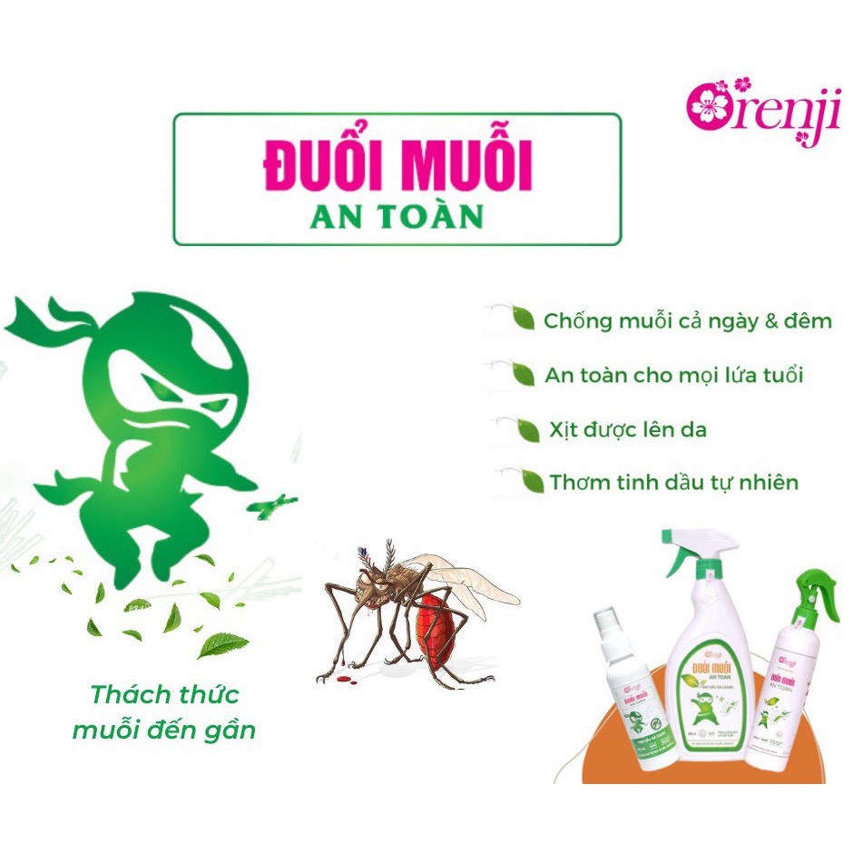 CHAI XỊT ĐUỔI MUỖI HỮU CƠ AN TOÀN ORENJI 100ML