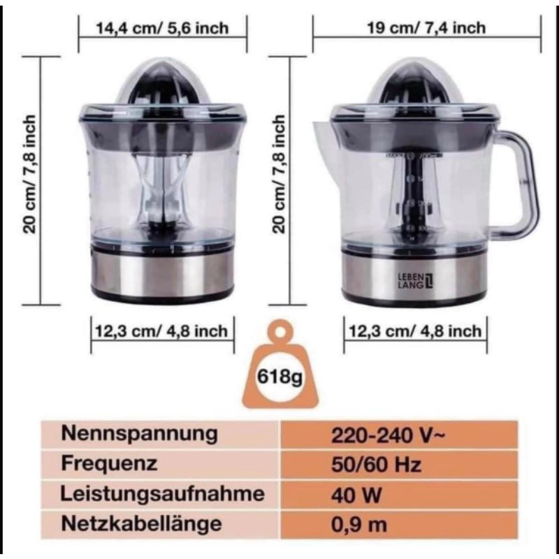 Máy vắt cam Lebenlang LB389