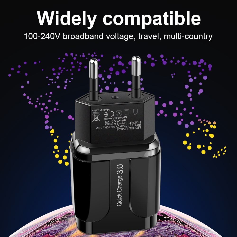 Củ Sạc Nhanh QC3.0 3A EU Cho Xiaomi Huawei Tablet