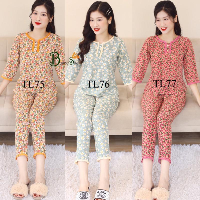 Đồ bộ mặc nhà, sau sinh, quần áo nữ mẫu tay lỡ, họa tiết xinh mặc thu đông