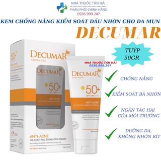 Kem Chống Nắng DECUMAR kiểm soát dầu nhờn cho da mụn, tuýp 50gr